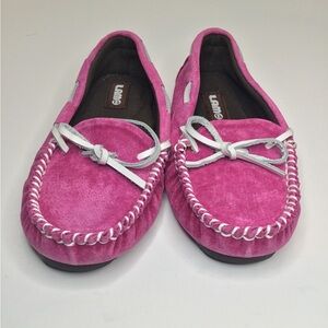 Lamo pink suede loafers kids size 1